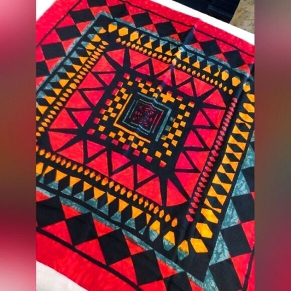 Liberty of London Vintage Silk Scarf Harlequin Rolled Hem - Picture 10 of 14